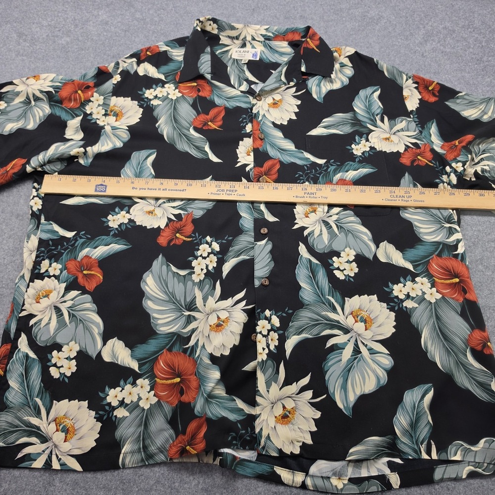 Iolani Mens 3XL Tropical Floral Short Sleeve Hawaiian Shirt Black Floral USA - Picture 5 of 14